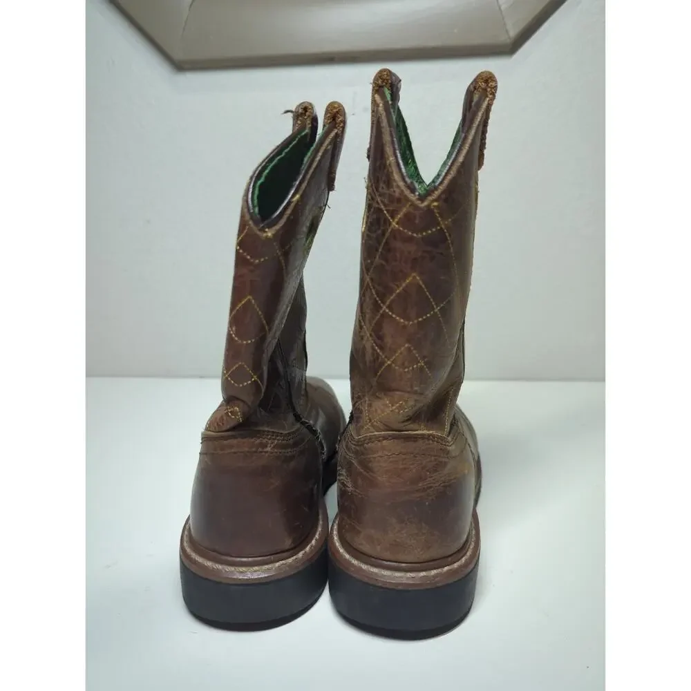 John Deere Square Toe Work Boots Kids Size 4M